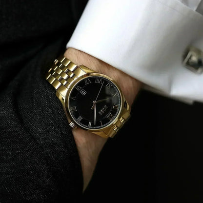 Hugo Boss 1513739 Master Black Dial Gold Bracelet Quartz Men's Watch 