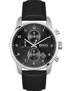 BOSS - Link-bracelet chronograph watch with black dial