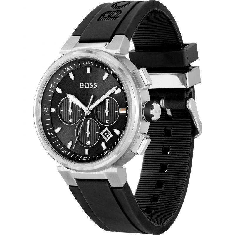 Hugo Boss Men's One Black Dial Silicone Strap Watch 1513997