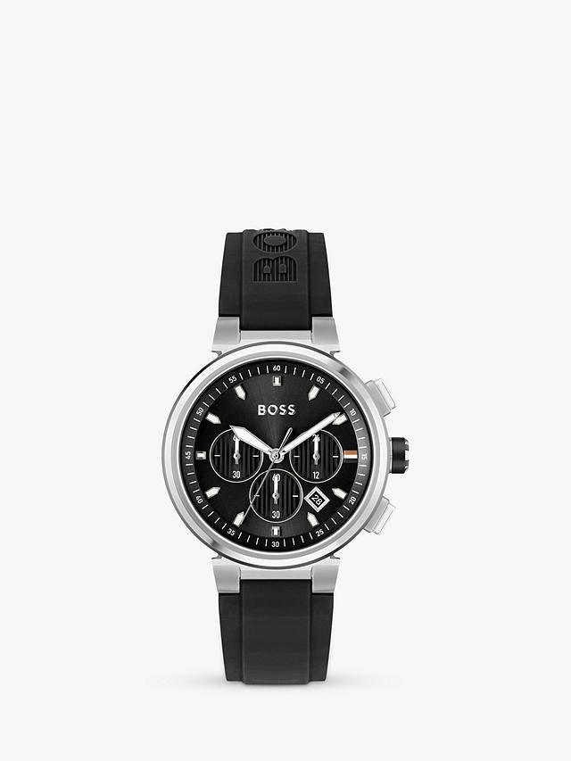 Hugo Boss Men s One Black Dial Silicone Strap Watch 1513997 Obsessions Jewellery