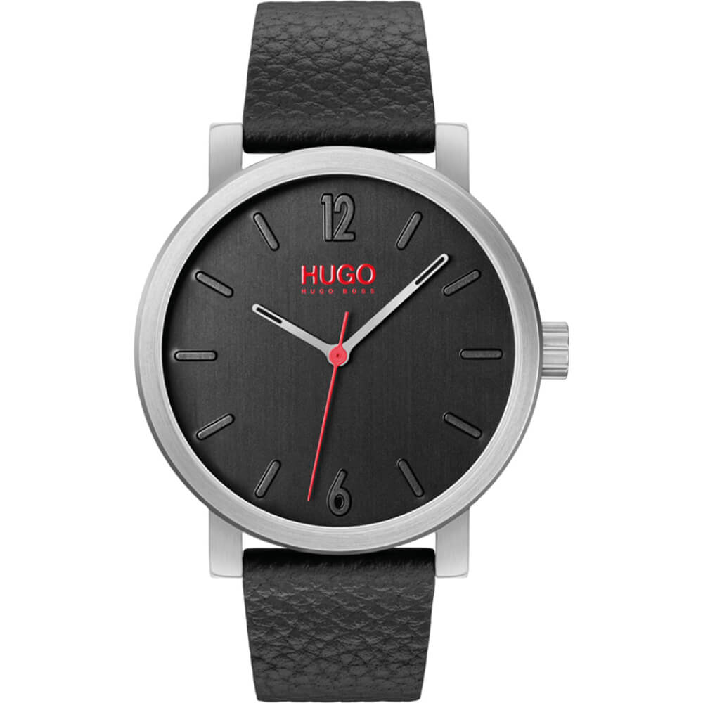 Hugo Boss 1530115 Rase Black Dial Black Leather Quartz Men&#39;s Watch