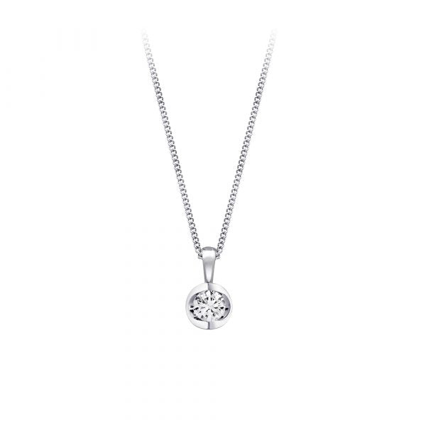 Canadian Diamond 0.20ct Solitaire Pendant in Tension Set in 14K White Gold