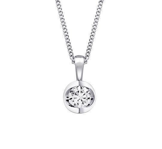 Canadian Diamond 0.30ct Solitaire Pendant in Tension Set in 14K White Gold