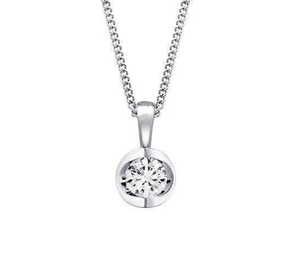 Canadian Diamond 0.30ct Solitaire Pendant in Tension Set in 14K White Gold