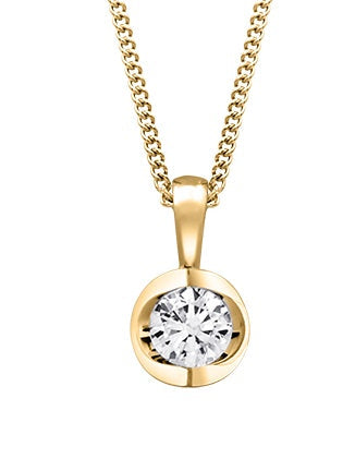 Canadian Diamond 0.10ct Solitaire Pendant in Tension Set in 14K Yellow Gold