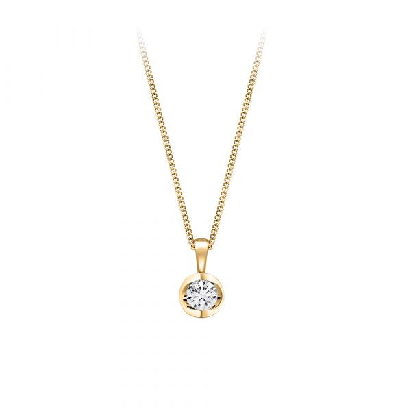 Canadian Diamond 0.20ct Solitaire Pendant in Tension Set in 14K Yellow Gold
