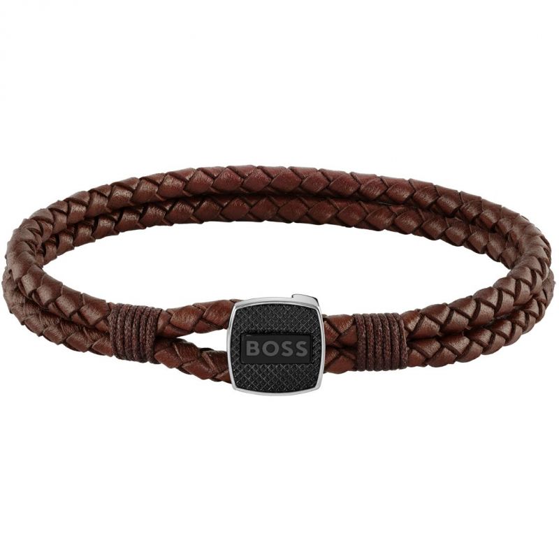 Hugo Boss Jewellery Seal Brown Leather Bracelet 1580048M