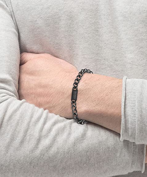 Hugo Boss Jewellery Black IP Chain Link Mens Bracelet