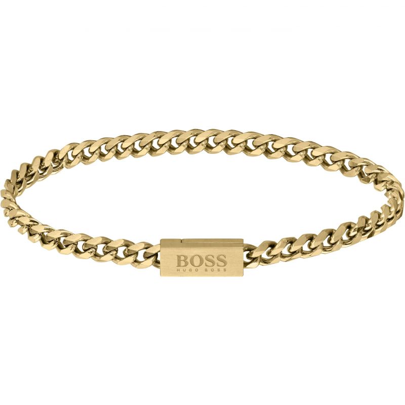 Hugo Boss Plated Stainless Steel Chain For Him Gold Men&#39;s Bracelet