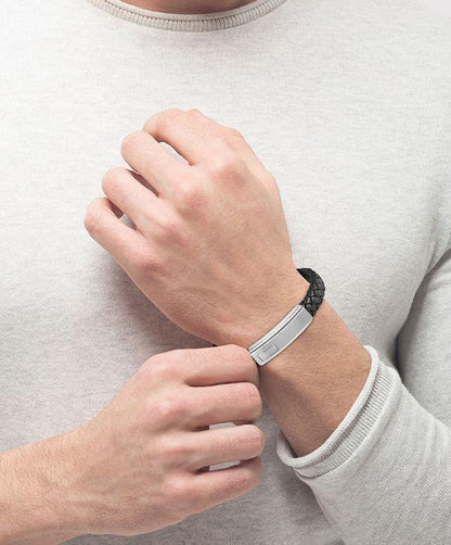 Hugo Boss Jewellery Men's Lander Black Leather Bracelet 1580178M