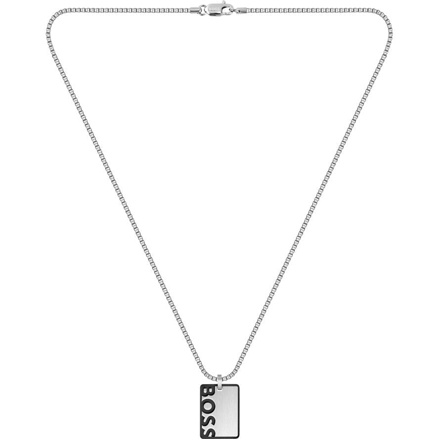 Hugo Boss Jewellery Men&#39;s Stainless Steel Reversible Dog Tag Necklace 1580302