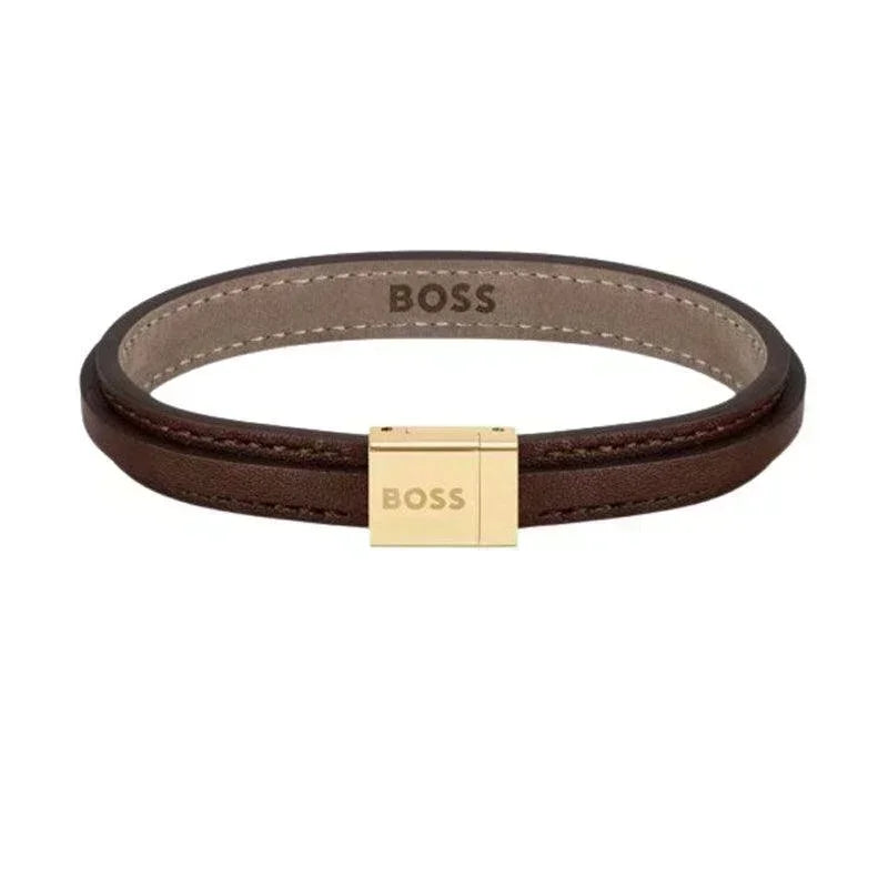 Hugo Boss Jewellery Men's Grover Brown Leather Bracelet 1580329M