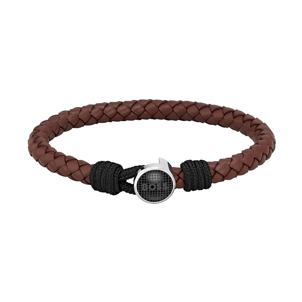 Hugo Boss Jewellery Thad Classic Men's Brown Leather Bracelet 1580467S -  Obsessions Jewellery