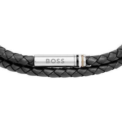 Hugo Boss Jewellery Men's Ares Black Braided Double Leather Bracelet 1580489M