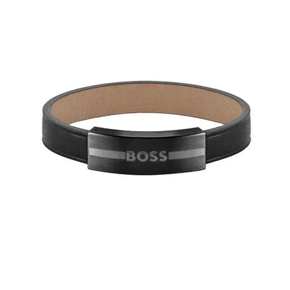 Hugo Boss Jewellery Men's Black Leather Bracelet 1580490M