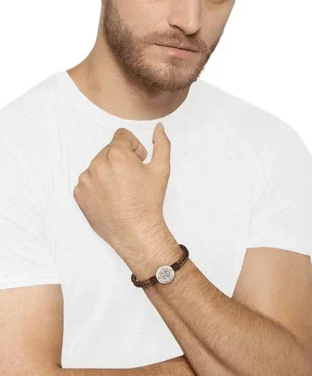 Hugo Boss Jewellery Brown Leather Men's bracelet 1580497M