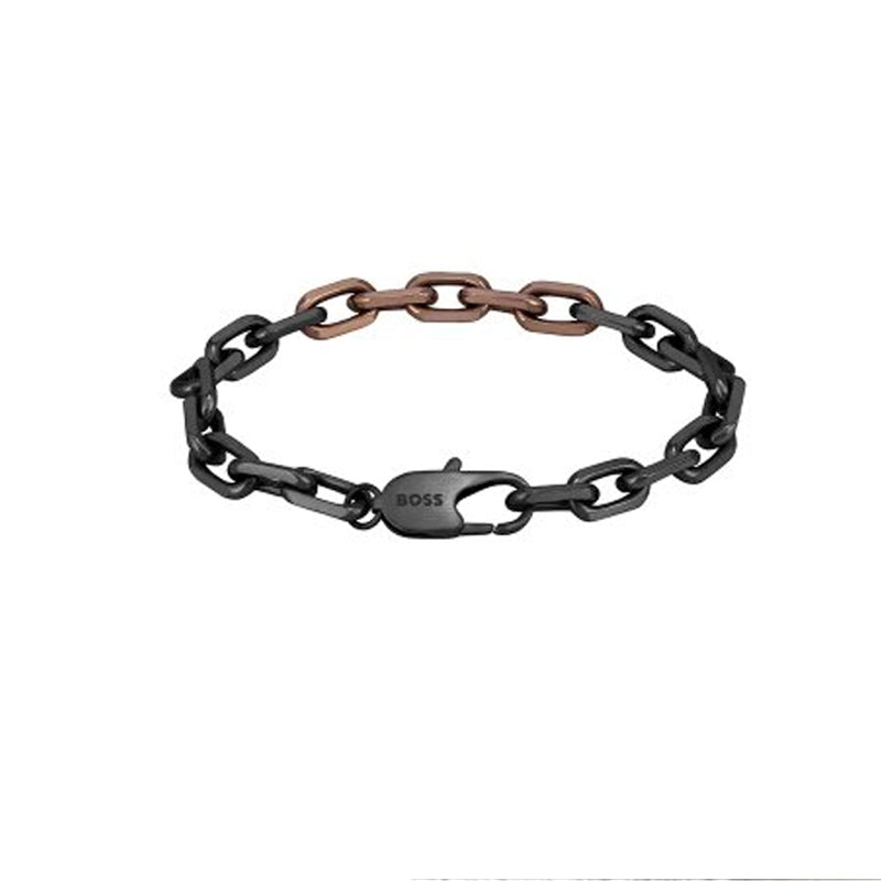 Hugo Boss Jewellery Men&#39;s Kane Black and Bronze Bracelet 1580503M
