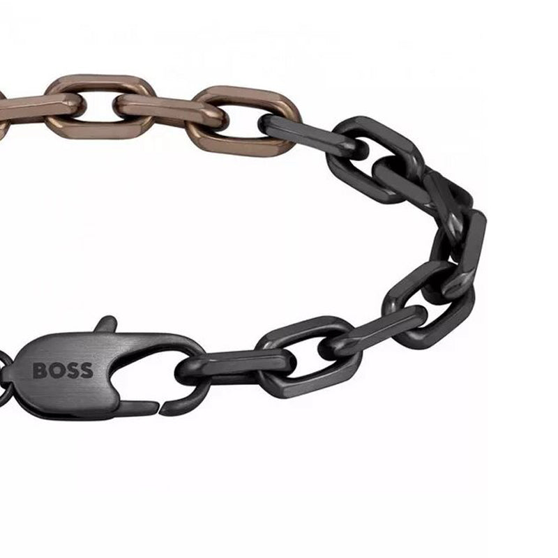 Hugo Boss Jewellery Men&#39;s Kane Black and Bronze Bracelet 1580503M