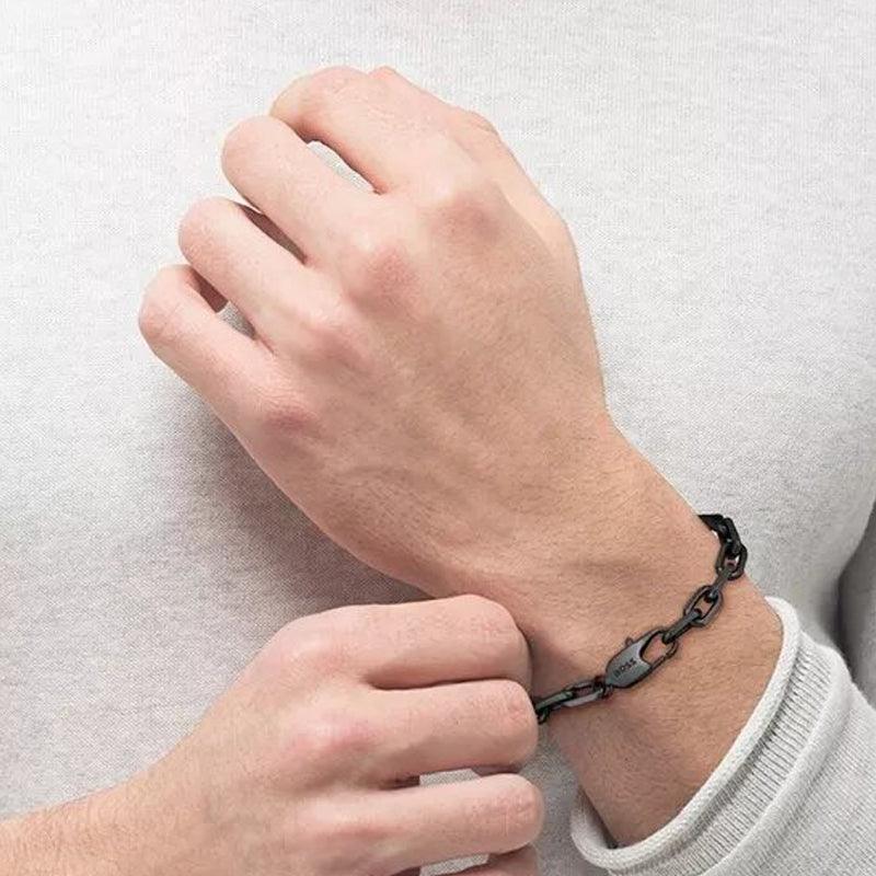 Hugo Boss Jewellery Men's Kane Black and Bronze Bracelet 1580503M