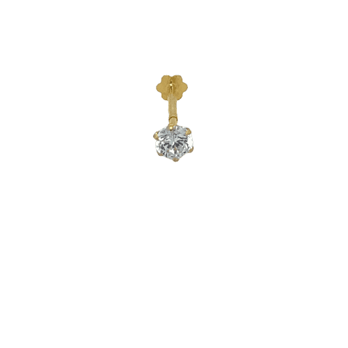 18K Yellow Gold 3.2mm CZ Screw Back Nose Pin