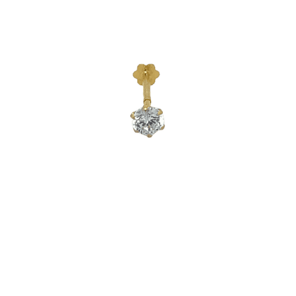 18K Yellow Gold 3.2mm CZ Screw Back Nose Pin