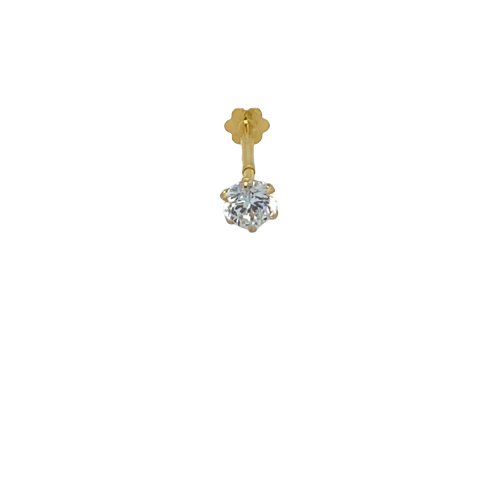 18K Yellow Gold 3.2mm CZ Screw Back Nose Pin