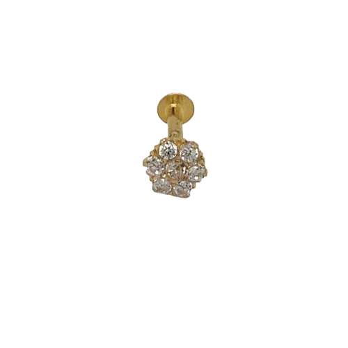 18K Yellow Gold 7 CZ Screw Back Nose Pin