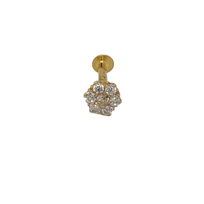 18K Yellow Gold 7 CZ Screw Back Nose Pin