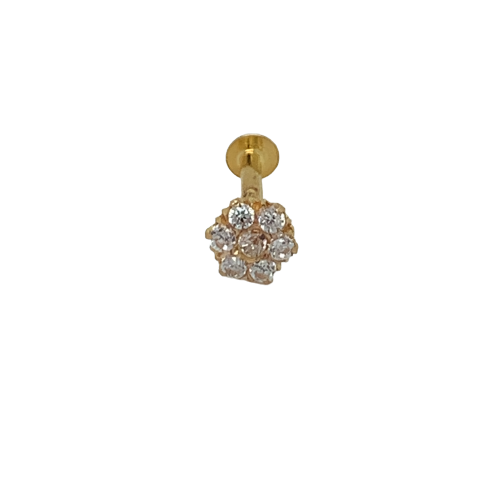 18K Yellow Gold 7 CZ Screw Back Nose Pin