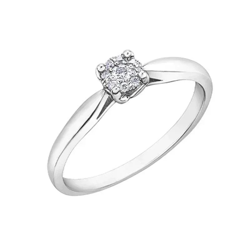 Elegant 0.08TDW Diamond Illusion Ring in 10K White Gold