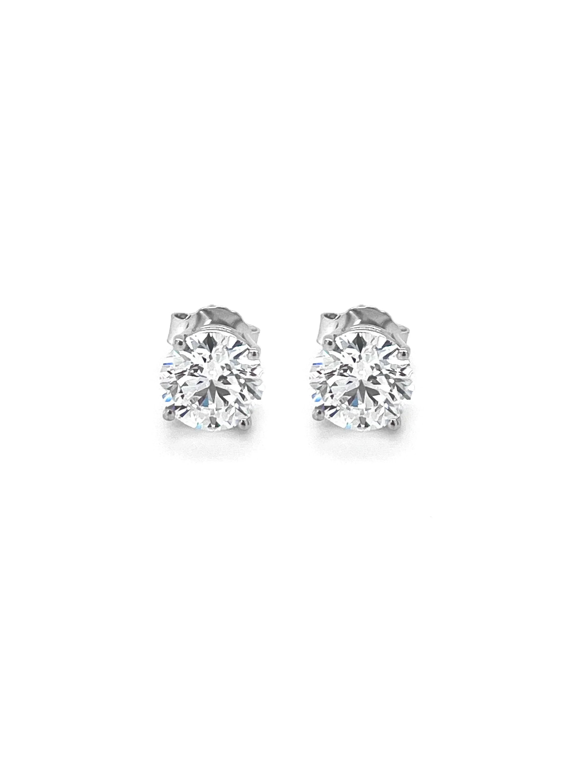 2.18CT Lab Grown Diamond Solitaire Stud Earrings in 14K White Gold