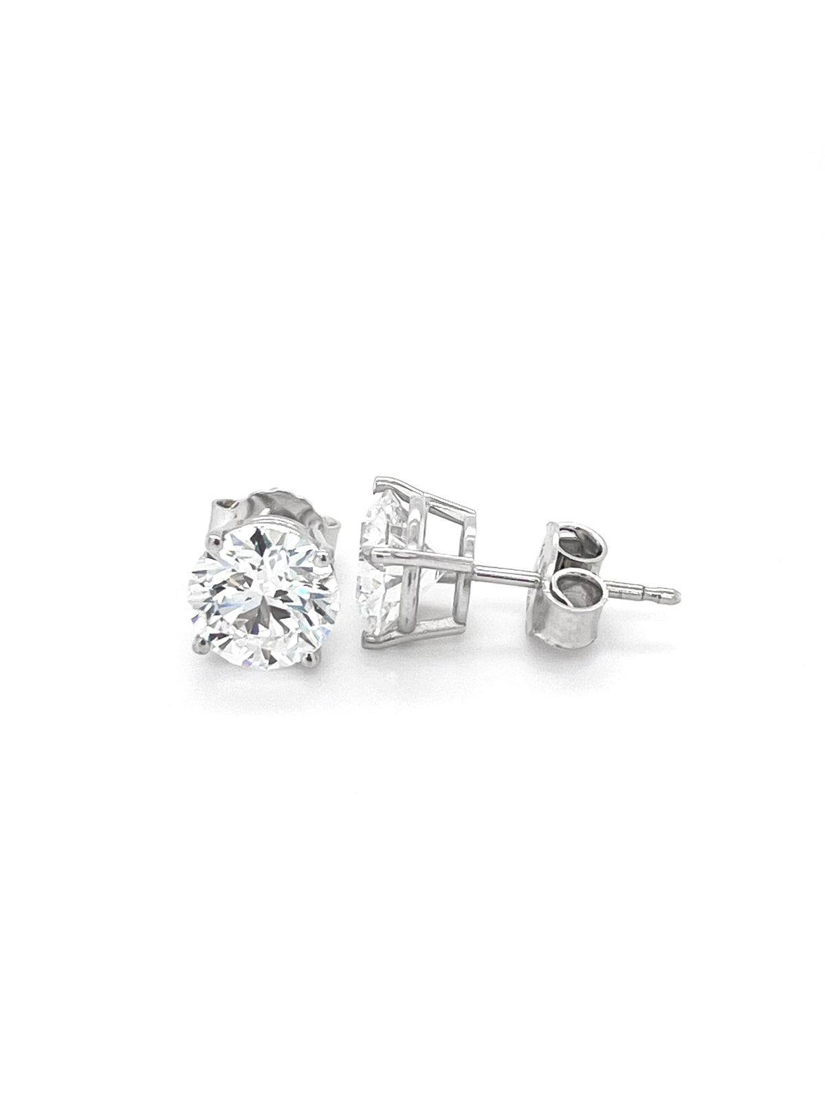 2.18CT Lab Grown Diamond Solitaire Stud Earrings in 14K White Gold