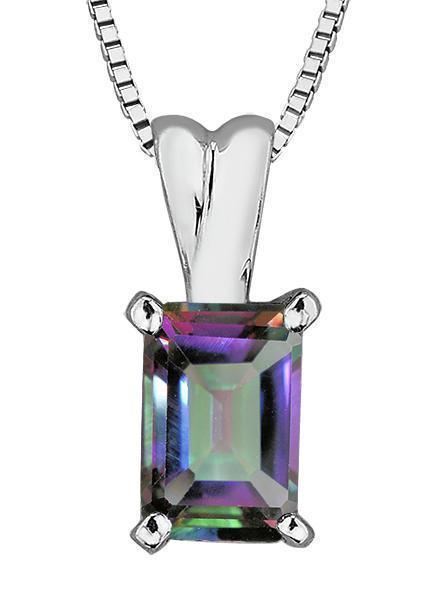 10K White Gold 64 Mystic Topaz Pendant