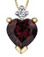 10K Yellow Gold Garnet Heart and Diamond  Pendant