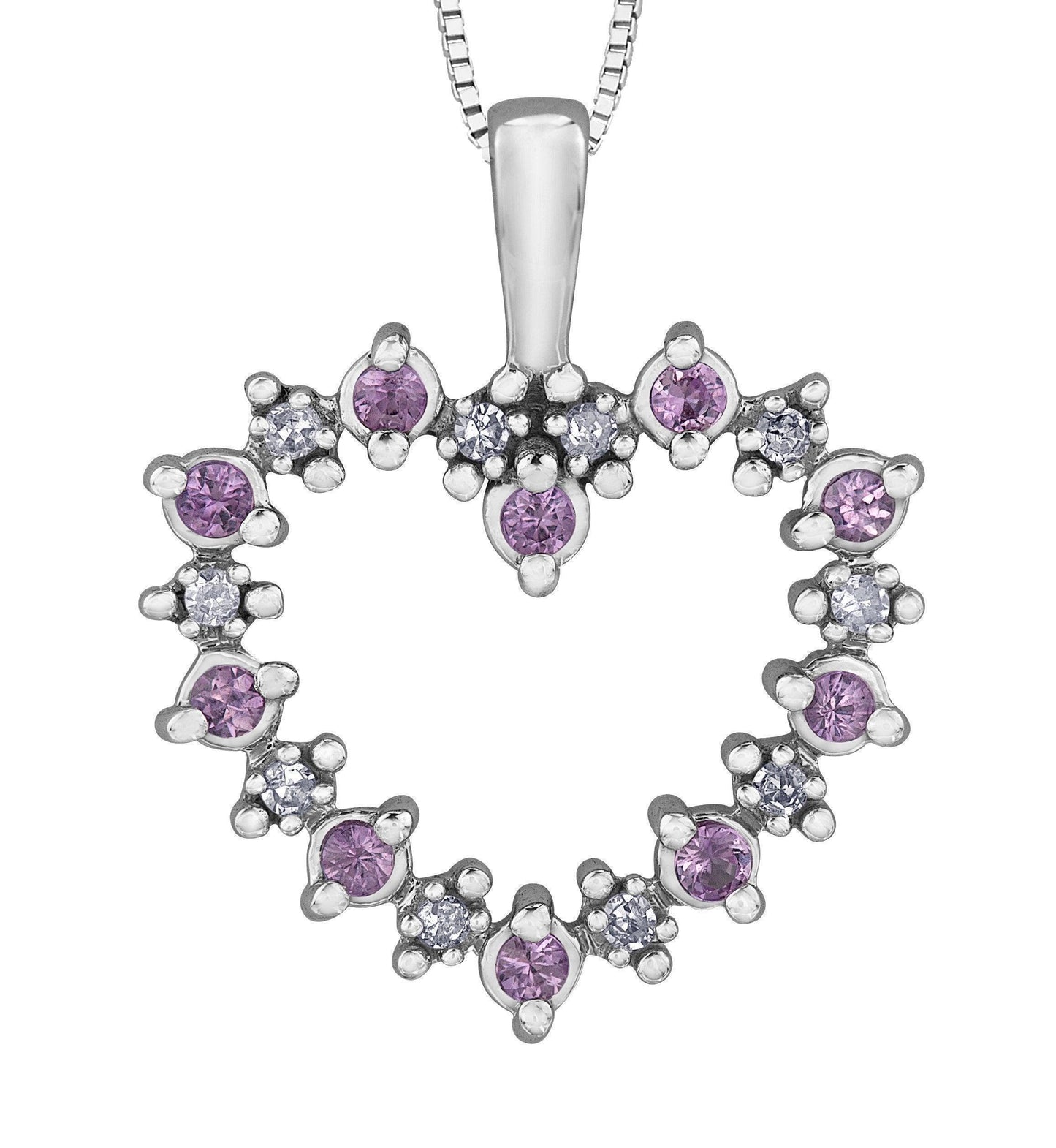 10K Pink Sapphire & Diamond Heart Pendant