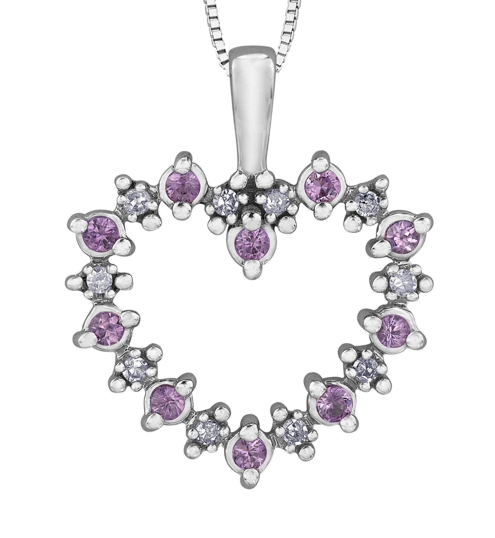 10K Pink Sapphire & Diamond Heart Pendant