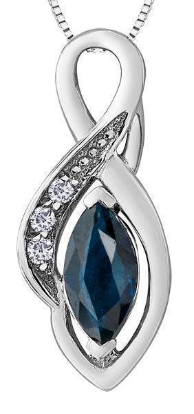 10K White Gold Sapphire Pendant 20009