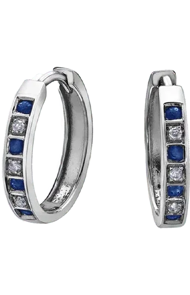 10K White Gold Sapphire & Diamond Earring