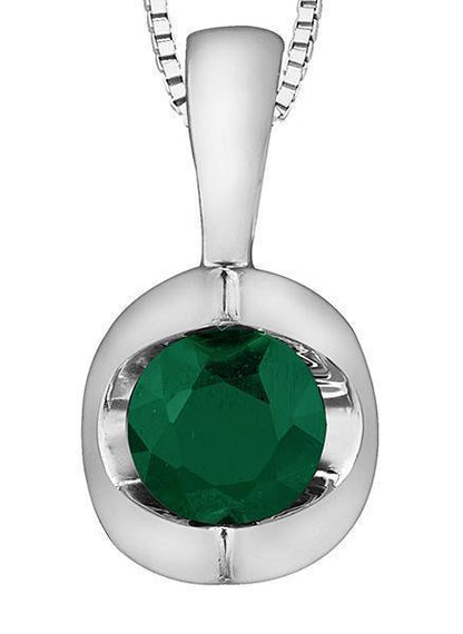 10K White Gold Emerald Pendant