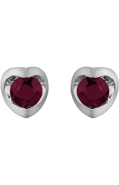 10K White Gold 4mm Ruby Earring 016