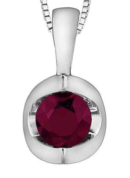 10K White Gold Ruby Pendant