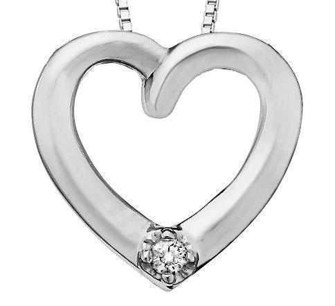 10K White Gold 0.02TDW Diamond Heart Pendant