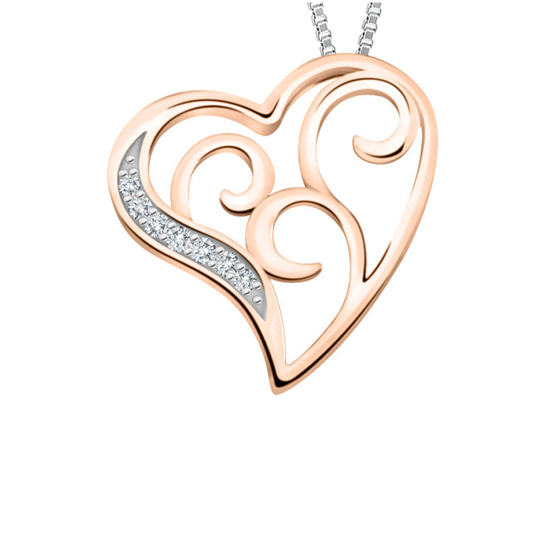 10K Rose Gold 0.015TDW Diamond Heart Pendant