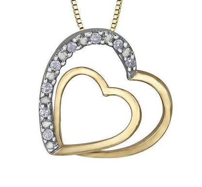 10K Two Tone 0.05TDW Diamond Pendant