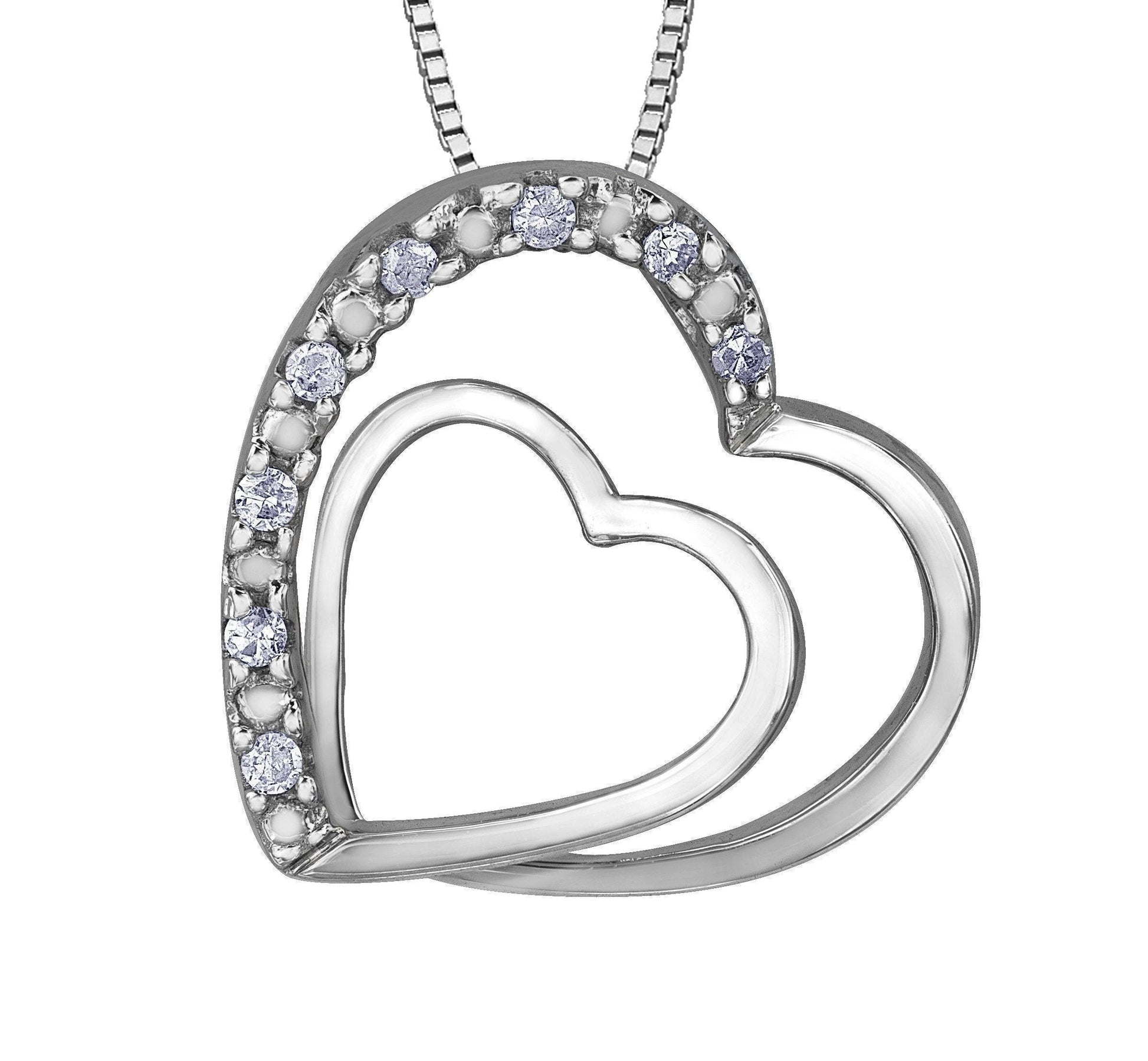 10K White Gold 0.05TDW Diamond Heart Pendant 20029