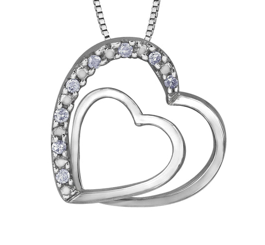 10K White Gold 0.05TDW Diamond Heart Pendant 20029