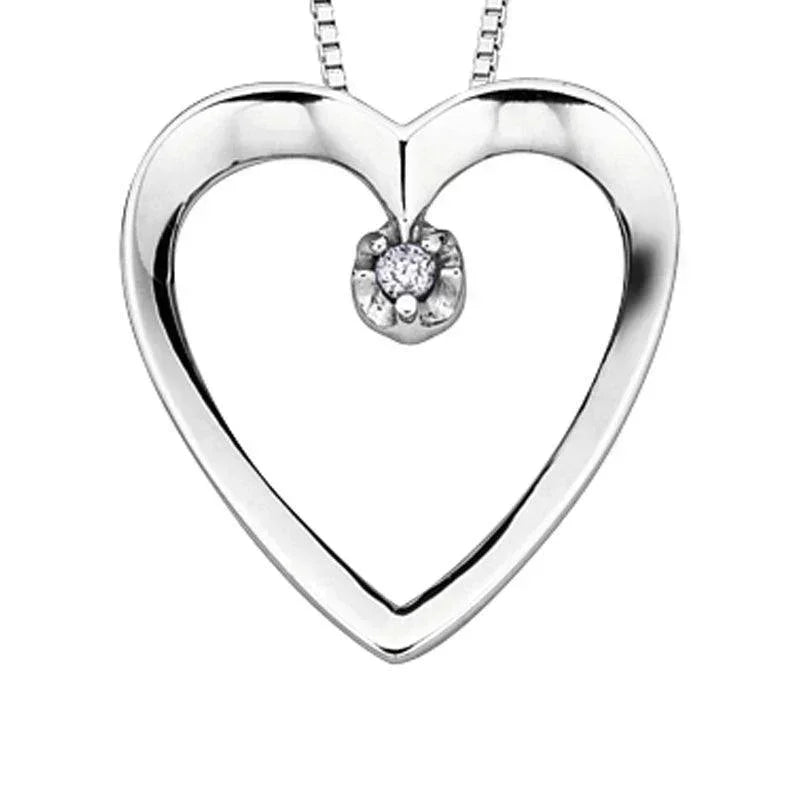 10K White Gold Diamond Heart Pendant