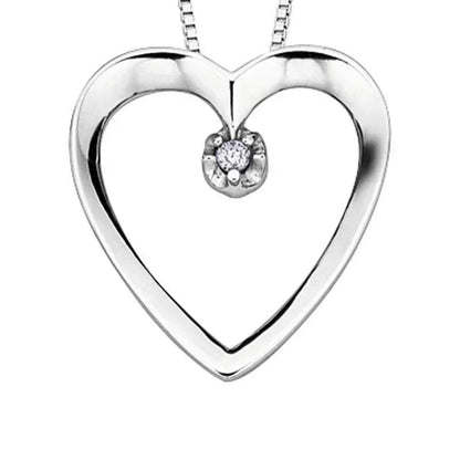 10K White Gold Diamond Heart Pendant