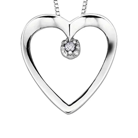 10K White Gold Diamond Heart Pendant