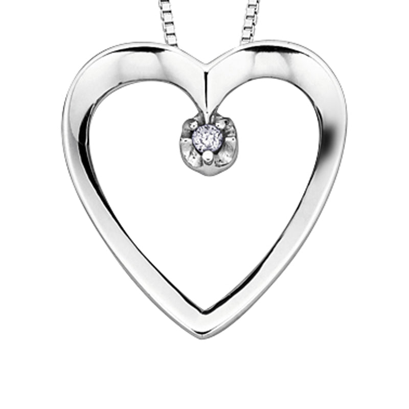 Heart Pendant with A Diamond in 10kt Yellow Gold